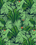 Lush Green Tropical Foliage Rug