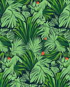 Lush Green Tropical Foliage Rug