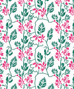 Whimsical Pink Floral Greenery Vine Rug