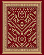 Crimson Gold Paisley Geometric Medallion Rug