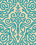 Teal Coral Swirls Damask Rug
