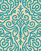 Teal Coral Swirls Damask Rug