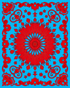 Bold Red Floral Burst Medallion Rug