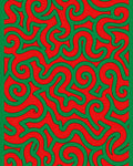 Retro Red Green Swirl Abstract Rug