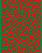 Retro Red Green Swirl Abstract Rug