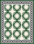 Deep Green Vine Scroll Border Rug