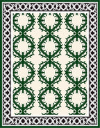 Deep Green Vine Scroll Border Rug