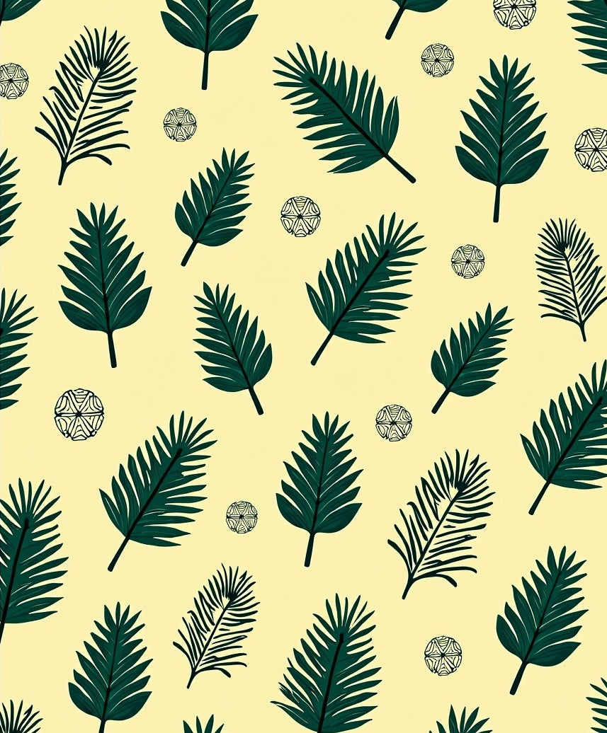 Deep Green Palm Frond Medallion Rug