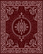 Crimson Floral Medallion Square Rug