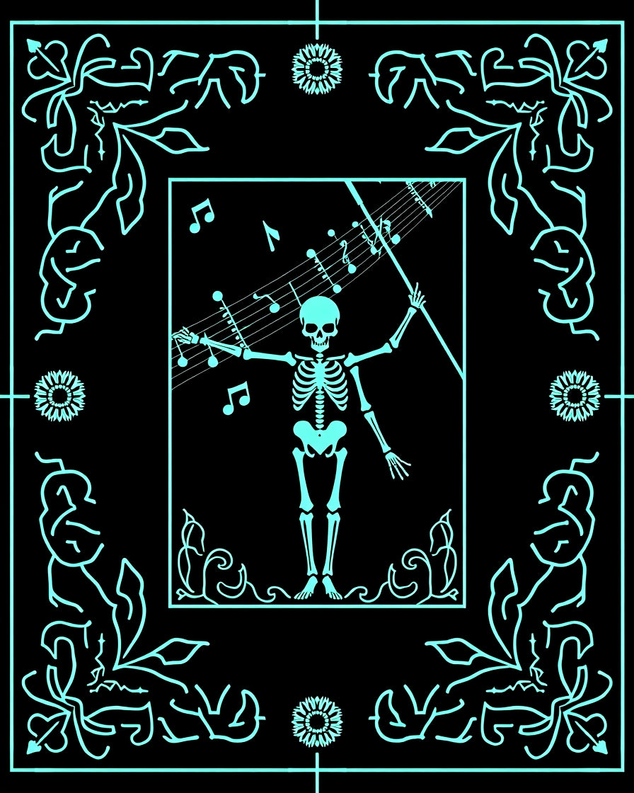 Cyan Skeleton Musical Frame Rug