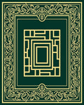 Emerald Green Abstract Geometric Frame Rug