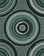 Muted Green Concentric Rings Stripes Rug