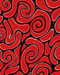 Bold Red Swirls Abstract Rug