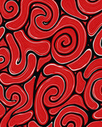 Bold Red Swirls Abstract Rug