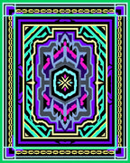 Bold Geometric Medallion Emerald Purple Rug