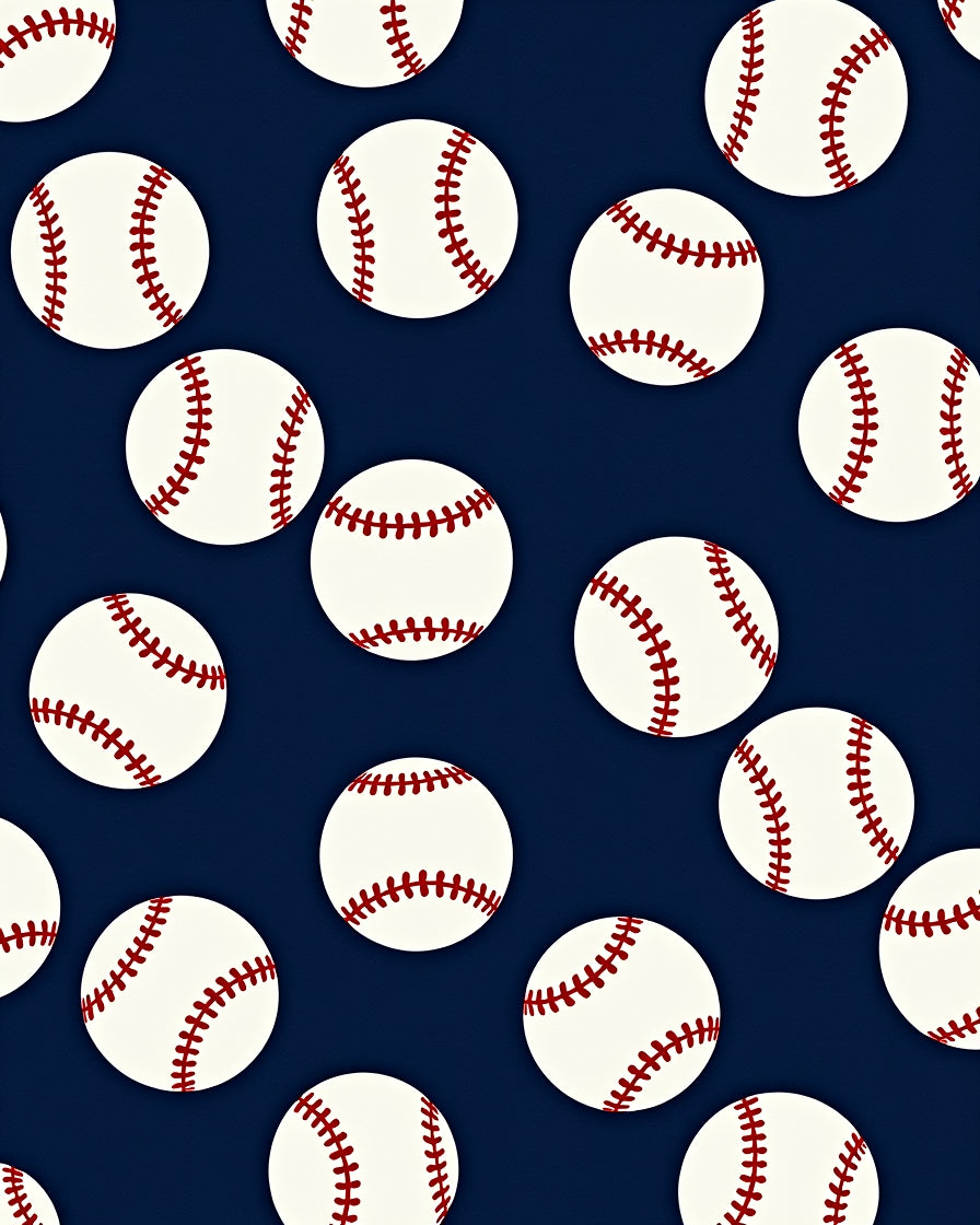 White Baseballs Red Stitching Scatter Rug
