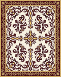 Regal Burgundy Gold Scrollwork Medallion Rug