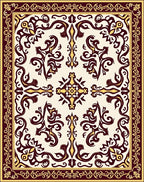 Regal Burgundy Gold Scrollwork Medallion Rug