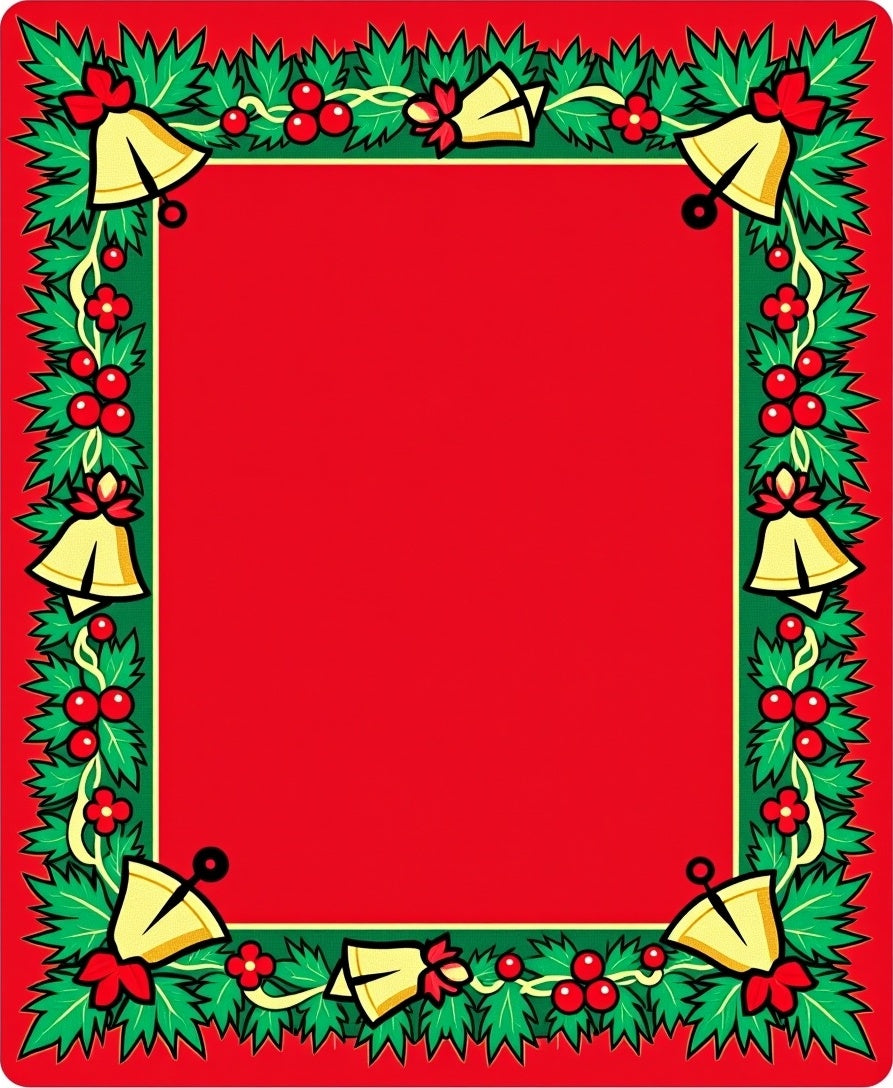 Festive Holiday Bells Holly Garland Rug