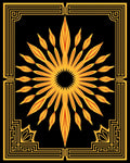 Golden Sunburst Art Deco Frame Rug