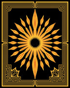 Golden Sunburst Art Deco Frame Rug