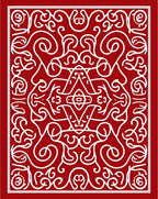 Crimson White Ornate Scrollwork Rug