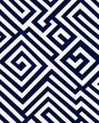 Deep Blue White Geometric Maze Rug