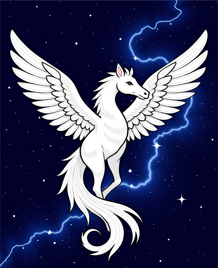 White Pegasus Lightning Cosmic Night Rug