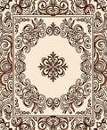 Ornate Brown Scrollwork Filigree Medallion Rug