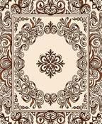 Ornate Brown Scrollwork Filigree Medallion Rug