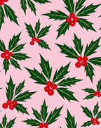 Green Holly Berry Garland Pink Rug