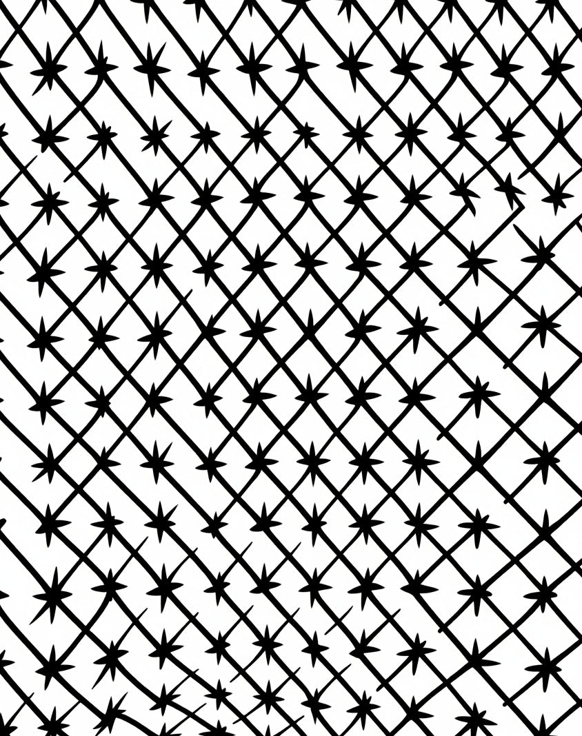 Black White Starburst Grid Rug
