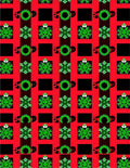 Vibrant green floral motifs on red plaid Rug