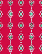 Crimson Green Diamond Medallion Repeat Rug