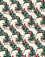 Emerald Green Red Evergreen Trees Rug