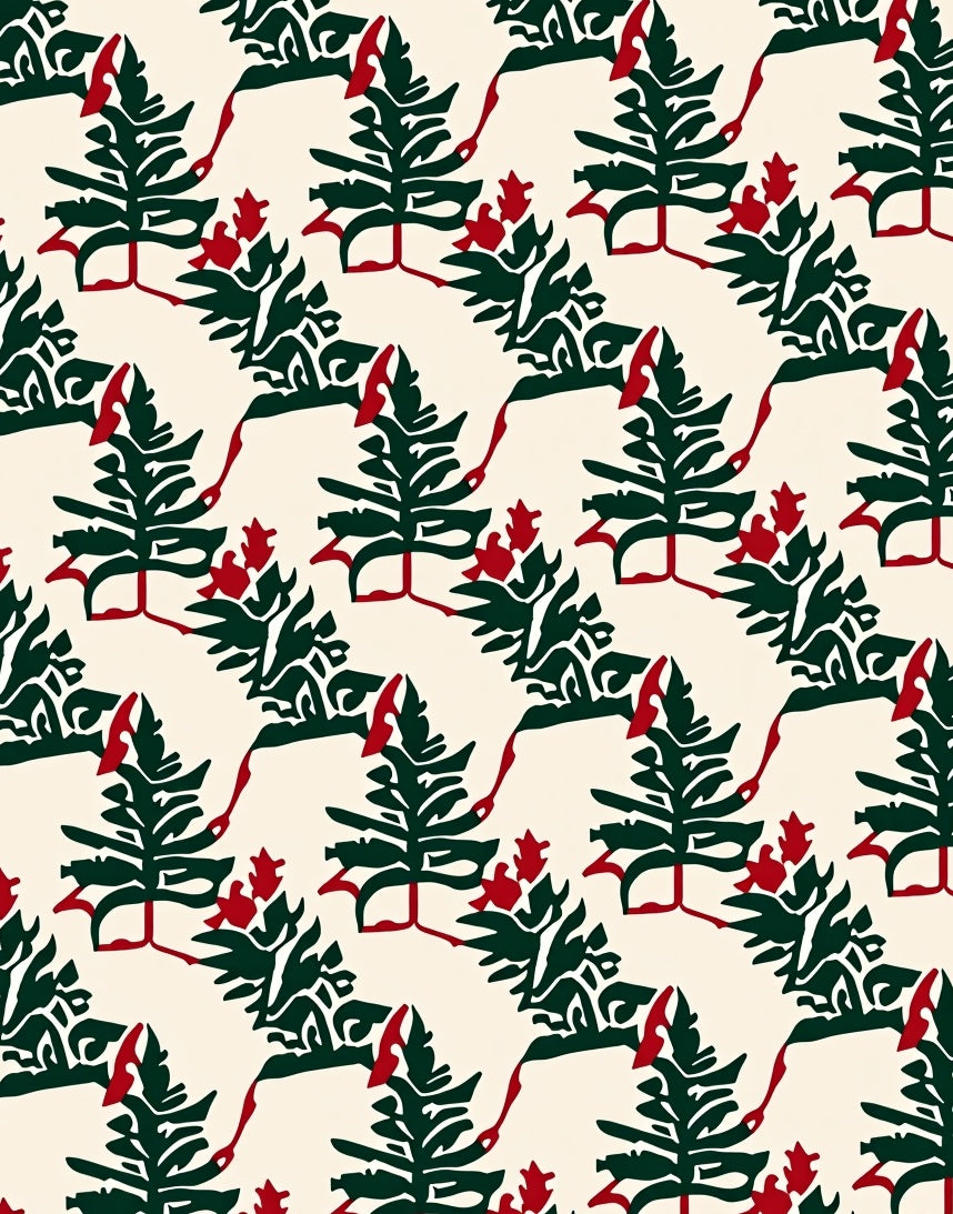 Emerald Green Red Evergreen Trees Rug