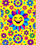 Groovy Yellow Flower Face Sun Rug