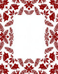 Crimson Floral Botanical Frame Rug