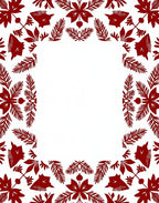 Crimson Floral Botanical Frame Rug