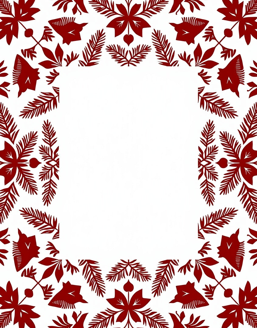 Crimson Floral Botanical Frame Rug