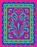 Vibrant Pink Teal Swirl Medallion Rug