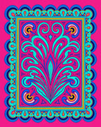 Vibrant Pink Teal Swirl Medallion Rug