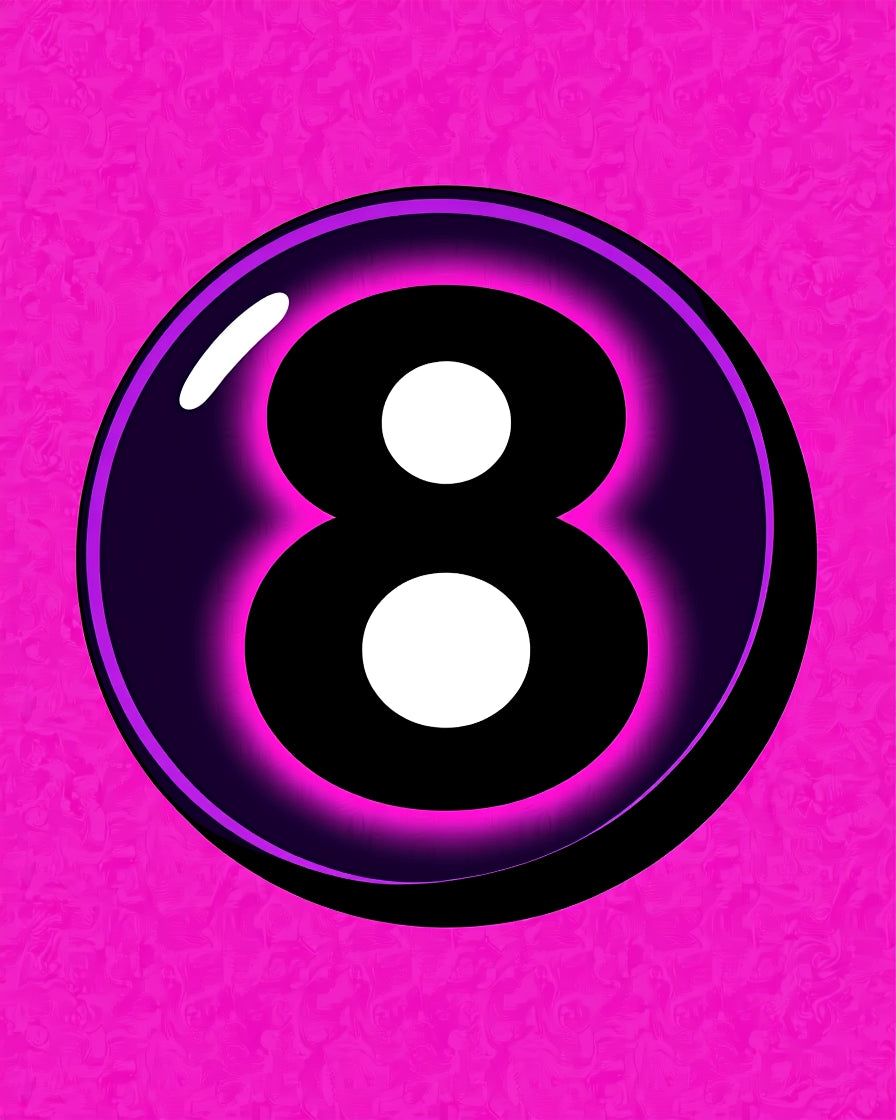 Vibrant Pink Black Eight Ball Rug