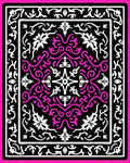 Bold Pink Black Floral Medallion Rug
