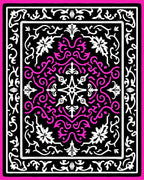 Bold Pink Black Floral Medallion Rug