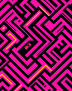 Neon Pink Maze Geometric Rug