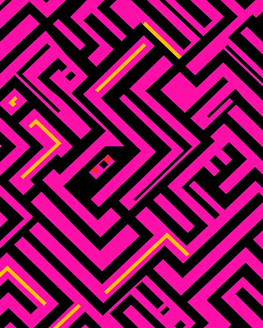 Neon Pink Maze Geometric Rug