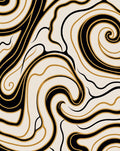 Black Gold Swirl Cream Abstract Rug