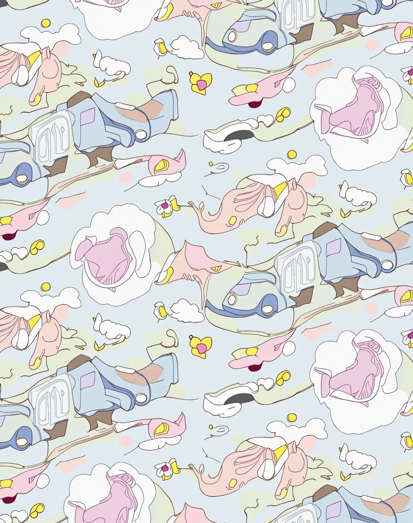 Dreamy Pastel Cloud Creatures Rug