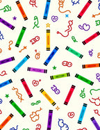 Rainbow Crayons Whimsical Doodle Rug